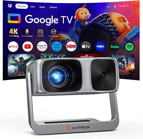 HAPPRUN 2500 ANSI Google TV Built-in Smart Movie Projector for Home Theater