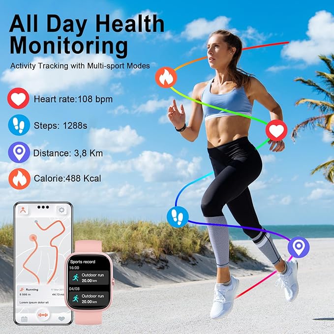Smart Watch for Women (Answer/Make Call), 1.91"HD Smartwatch with Heart Rate/Sleep Monitor/Pedometer/Calories, 2026 Fitness Watch 110+ Sport Modes IP68 Waterproof Activity Tracker for Android iOS Pink