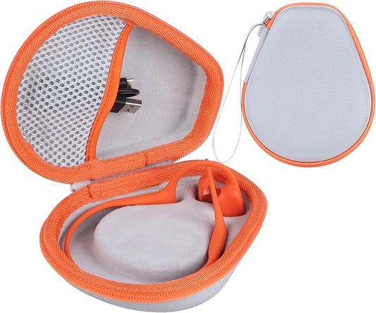 Hard Case Replacement for SHOKZ OpenRun Pro 2 / Pro 2 Mini/OpenMove/OpenRun/OpenSwim Open-Ear Bone Conduction Sport Headphones (Grey + Orange Case)