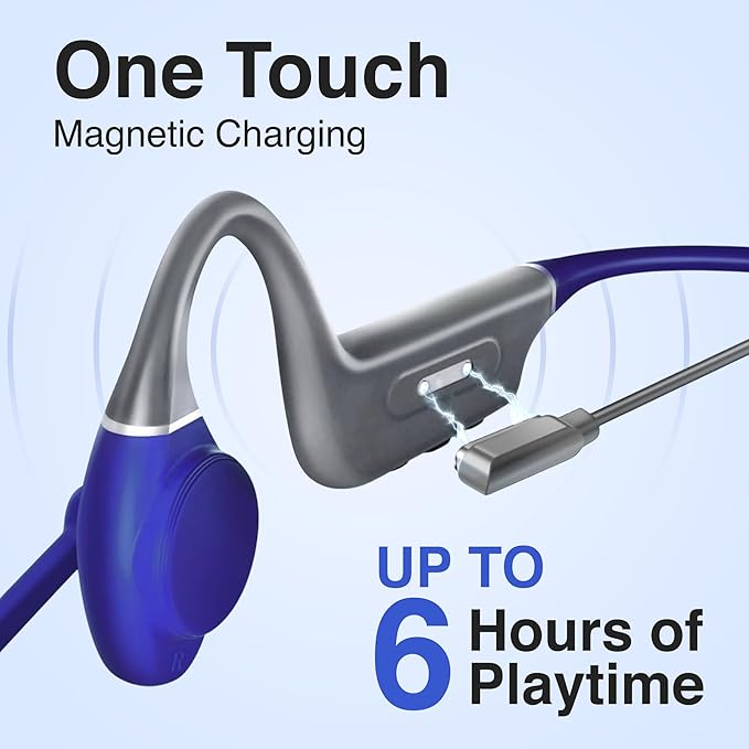 Puro Sound Labs PuroFlex Kids Bone Conduction Headphones – Bluetooth 5.3 Wireless, Volume Limited with Built-in Mic, Ideal for School, Running & Sports, IPX5 Waterproof Kids Open Ear Headphones, Blue