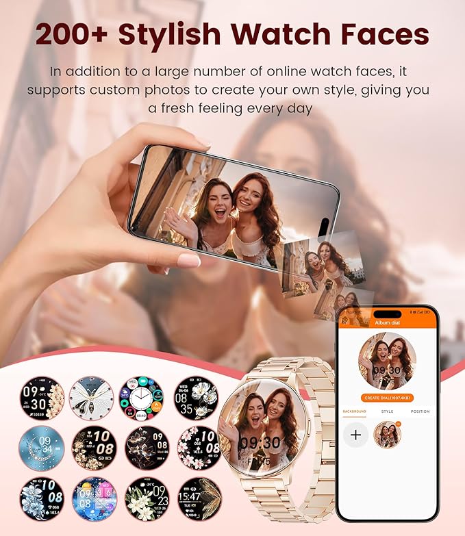 LIGE Smart Watches for Women, Call/Reminders, 1.43" AMOLED Ultra-Thin Activity Trackers with Heart Rate/Sleep/SpO2 Monitor, 100+ Sports Modes Fitness Watch for iOS Android, Rose Gold