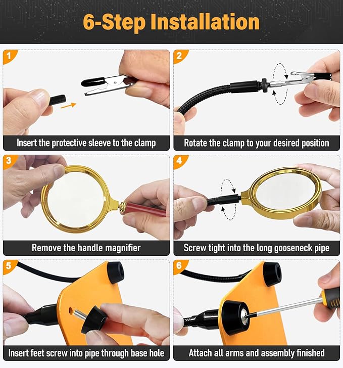 Helping Hands Soldering Station with 80cm 6X Magnifying Glass, 4 Flexible Arms Solder Helping Hands Magnifier and Third Hand Soldering Tool for Electronic Repair Soldering Jewelry Crafts