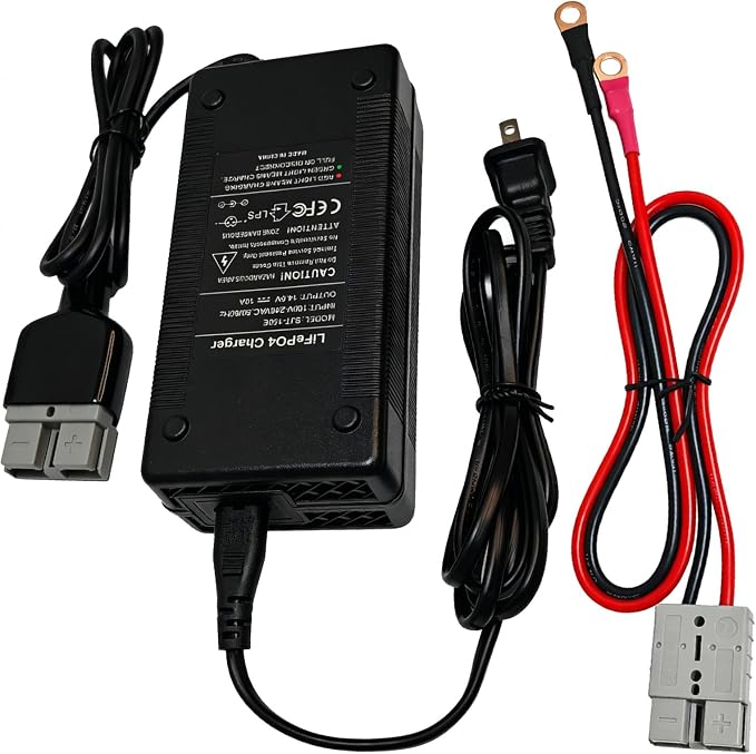 12V 10A Lithium Iron Phosphate Battery Charger for AC-DC 14.6V LiFePO4 Battery Charger for LiFePO4 Deep Cycle Batteries of RV, Homes, Off-Grid and Solar Systems with Anderson Connector LED Indicator