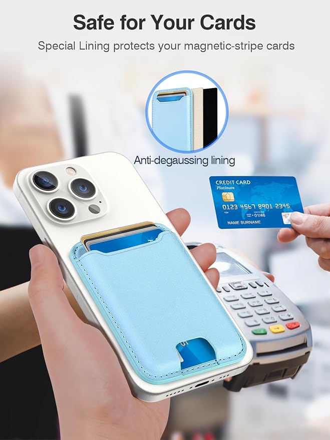 TopMade for Magsafe Wallet, Strongest Magnetic Card Holder for iPhone 17, iPhone 16/15/14/13/12 Series, Leather Magnetic Phone Wallet with Powerful Magnets, RFID Blocking, Fit 4 Cards, White Ice