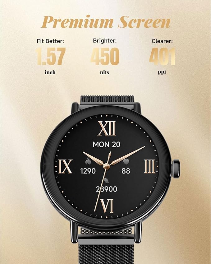 TOOBUR Smart Watch for Men Women with Two Bands, 40mm HD Smartwatch, Compatible with Android & iOS, Answer/Make Calls, Fitness Watch with Step/Sleep/HR Tracker, IP68, Stylish Gift, Black