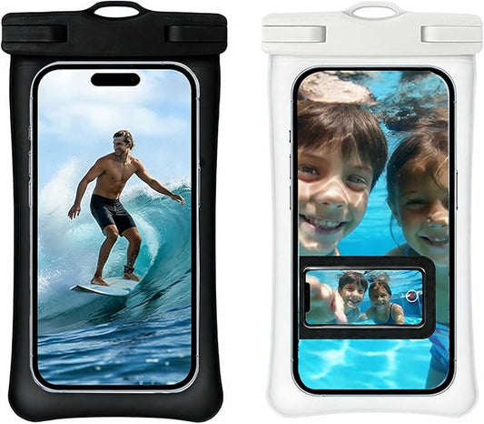 Floating Waterproof Phone Pouch, IPX8 Waterproof Phone Case with Lanyard, Dry Bag for Beach, Pool, Cruise Travel Essentials, Underwater Case for Snorkeling & Waterpark Black