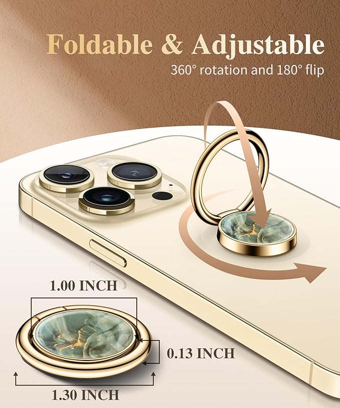 GVIEWIN Marble Cell Phone Ring Holder, Metal Kickstand Grip 360° Rotation Compatible with iPhone 17/16/15/14/Pro Max/Air/Plus Series & Galaxy S25/S24 Ultra and Other Phones (Desert Dream/Green)