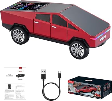 WSTER Cyber Pickup Truck Bluetooth Speaker with Display Screen, Wireless Car Model Audio, HD Sound, TWS Stereo Link, FM Mode, USB/TF Playback, Built-in Microphone, LED Lighting (Dark Green)