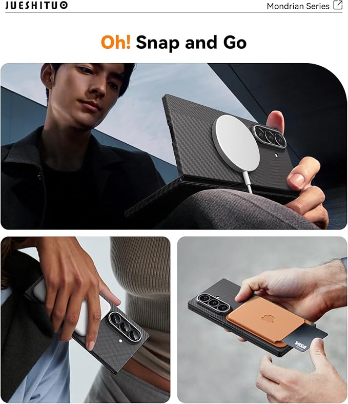 JUESHITUO for Samsung Galaxy Z Fold 7 Case: Ultra Slim 600D&1500D Aramid Fiber Made Fold 7 Case, [Fit for MagSafe] Minimalist Carbon Fiber Textures -Less Touch Feeling, Sturdy Magnetic Thin Cover
