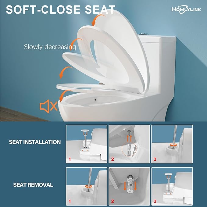 19 Inch Elongated Modern Tall Toilet for Seniors, Tornado Flush One Piece ADA High Skirted Toilet for Bathroom, Dual Flush 1.0/1.28 GPF, Comfort Bowl Heigh 18 Inch,12" Rough-in, White