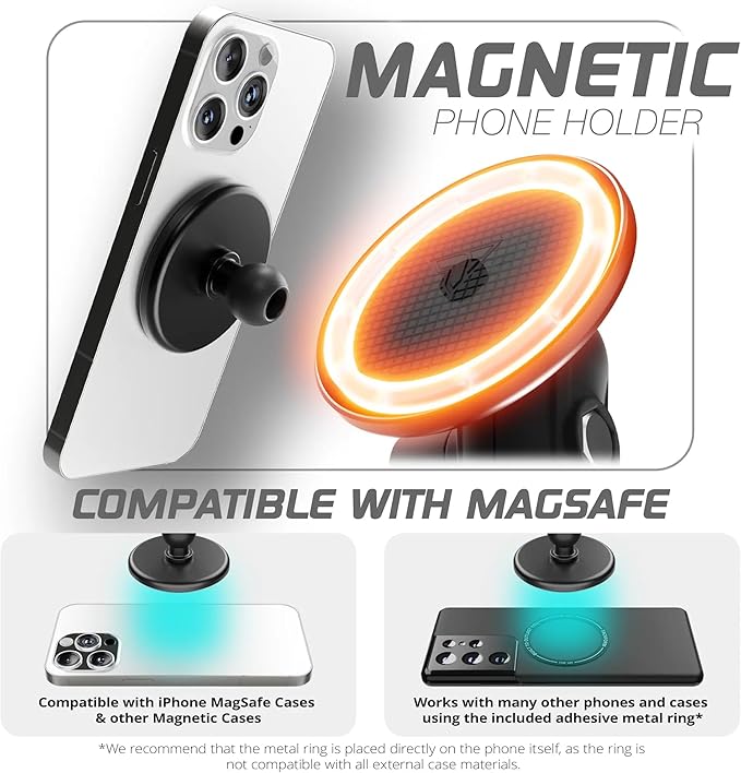 Tackform Link Vent Mount Magnetic Phone Holder - Compatible with MagSafe, 2021-2025 Ford F150 & Raptor, 2023-2025 Ford Super Duty | Billet Aluminum | Zero Slip | 2" Arm | Yellow