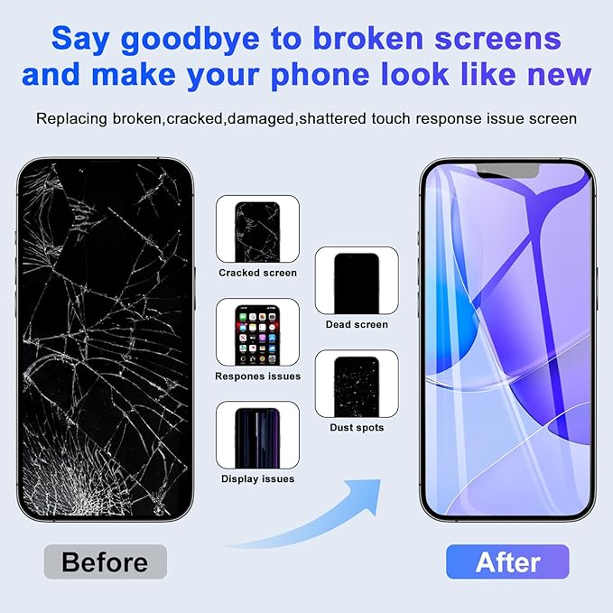 EFAITHFIX for iPhone 13 Mini Screen Replacement 5.4 Inch LCD 3D Touch Screen Display Full HD Digitizer Frame Assembly Compatible with Model A2481,A2626,A2628,A2629,A2630 with Waterproof Tape, No Tools