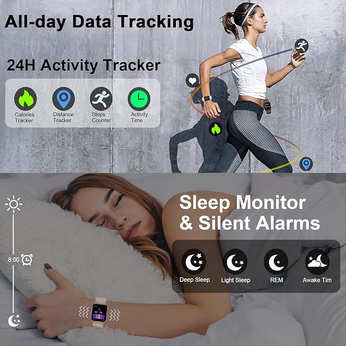 Smart Watch for Women Men(Answer/Make Call), Smartwatch Sports Fitness Tracker with Heart Rate Sleep Monitor Pedometer, IP68 Waterproof Fitness Watch for Android iOS