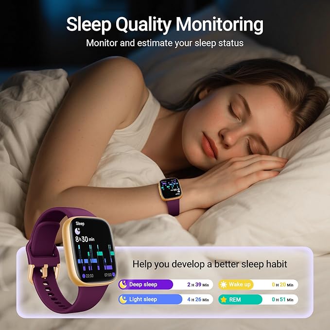 Fitpolo Smart Watch for Women, 1.85" AMOLED Fitness Tracker with Bluetooth Call, Heart Rate/Sleep/SPO₂ Monitor, 100+ Sports Modes, 3ATM Waterproof Smartwatch for Android/iPhone, Includes 2 Bands