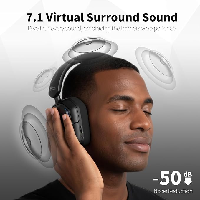 RK ROYAL KLUDGE G10 Gaming Headset with Microphone, Wireless/Bluetooth 5.3/Wired Gaming Headpones for PS5/4, Switch, PC, 40mm Dynamic Drivers, 7.1 Surround Sound, Black