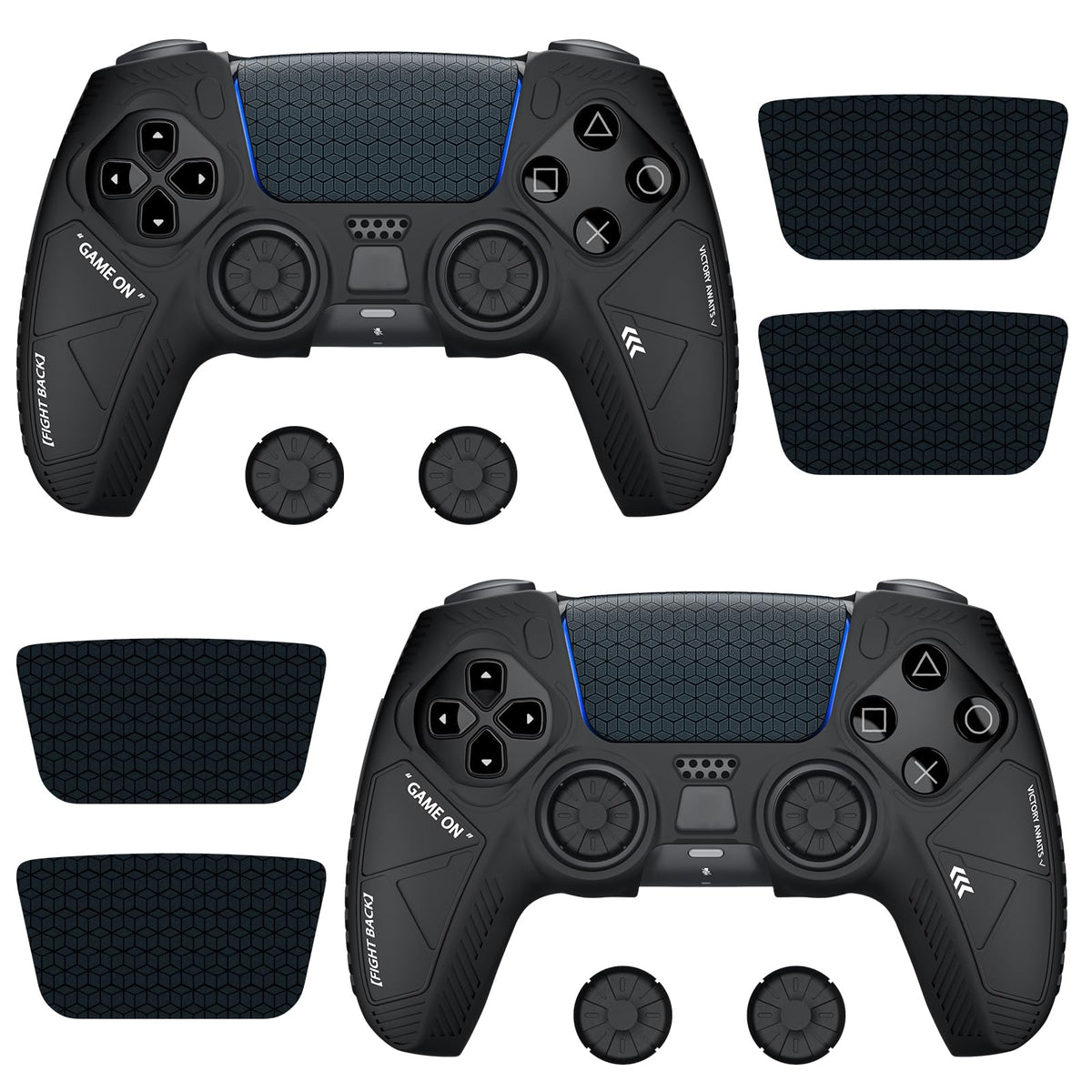 Anti-Slip Silicone Protective Skin for PS5 Controller, Soft Rubber Grip Cover Case for PlayStation 5 DualSense Wireless Controller with 4 Thumb Grip Caps & 4 Touchpad Stickers