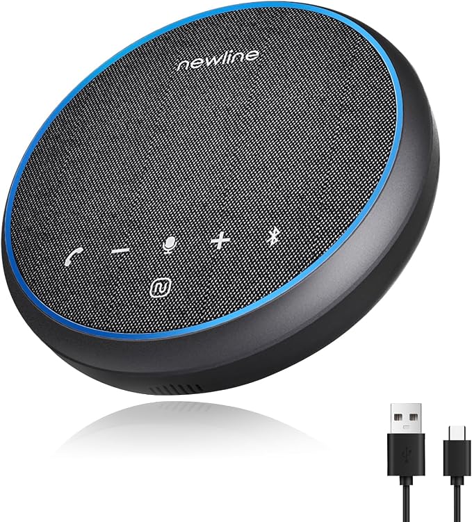 N newline Conference Speaker and Microphone, 2 Mics 360° Voice Pickup, AI Noise Reduction & Clear Calls, USB & Bluetooth Speakerphone, Up to 12H Call Time, for Small-to-Mid Meetings & Home Office