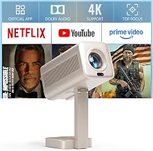 [Officially-Licensed APP & 2800 ANSI] Mini Projector with WiFi and Bluetooth, VOPLLS Smart Portable Outdoor Projector 4K Support with TOF Real-Time Focus, Native 1080P Movie Projector - Image 1