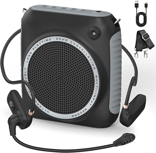 Wireless Voice Amplifier with Headset Microphone, Mini Portable