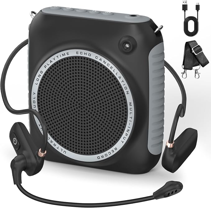 Wireless Voice Amplifier with Headset Microphone, Mini Portable