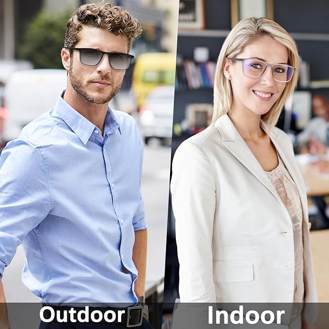 CLASAGA Progressive Multifocal Reading Glasses for Men Photochromic Gray Sunglasses Sports Style Blue Light Blocking Readers