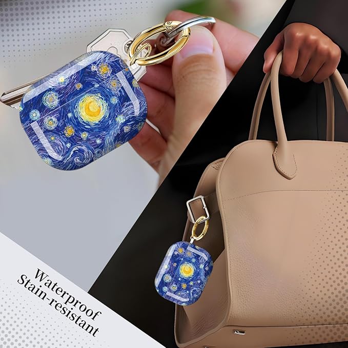 for AirPods Pro 3 Case, Compatible with AirPods Pro 3rd Generation Case (2025), Shockproof Protective Cover with Golden Carabine (Starry Night Blue)
