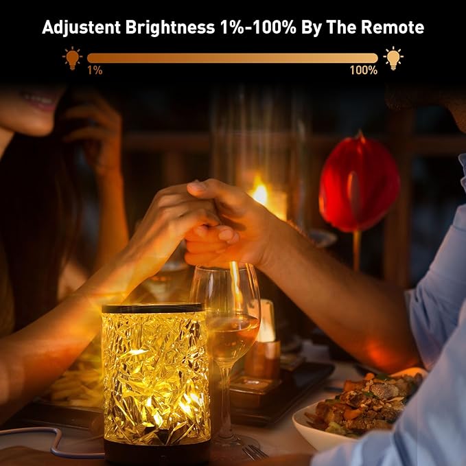 Ocean Wave Crystal Table Lamp Touch Control, RGB Color Changing Night Light with Remote, Dimmable Cool Water Lights for Bedroom, Living Room Wall Decor, Ambient Lighting for Dinner/Bars/Game room