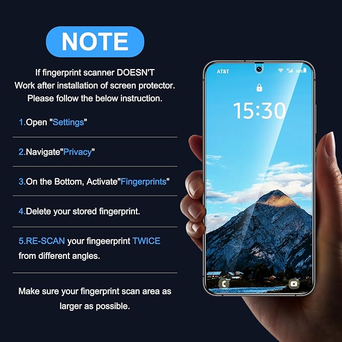 Uyiton UnBreak-Glass for Samsung Galaxy S25 Plus/S24 Plus Matte Screen Protector, [Ultrasonic Fingerprint Support][Anti- Glare][9H Tempered Glass] Scratch-Resistant Bubble-Free, 2 Pack