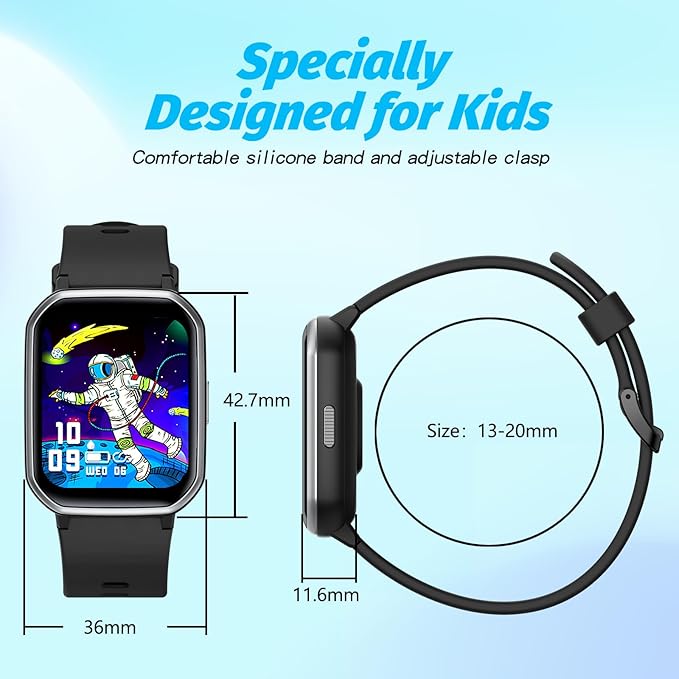 Kids Smart Watch Girls Boys, Fitness Tracker for Kids, 1.5 Inch DIY Dial, 19 Sport Modes, Sleep Monitor, Pedometers, Heart Rate, IP68 Waterproof, Great Gift for Boys Girls Teens 6-14