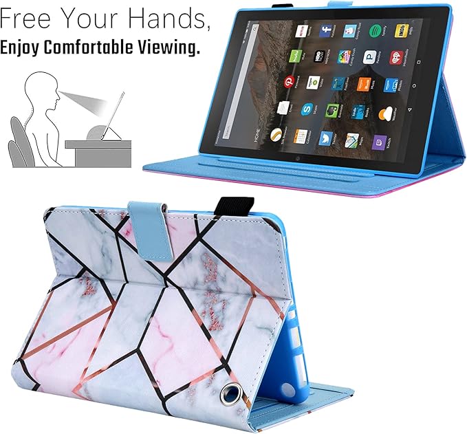 Dteck for Fire Max 11 (13th Generation) Tablet Case 11" 2023, PU Leather Protective Fold Stand Case with Auto Sleep Wake, Adjustable Viewing Angles, 4 Card Slots, Cute Slim Folio Case, White Pink
