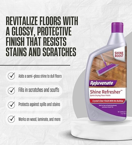Rejuvenate Wood Floor Restorer 32 oz Bundle with Cleaning Gloves – Restores Shine & Protects Hardwood, Laminate, Stone & More – Earth-Friendly Formula, Easy to Use – Gift Set (2 Items)