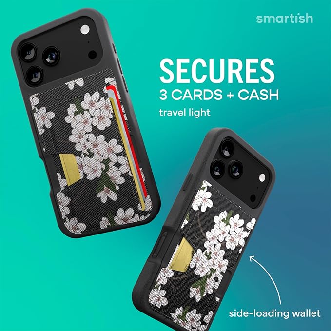 Smartish® iPhone 17 Pro Max Wallet Case - Wallet Slayer Vol.2 [Slim + Protective] Credit Card Holder w/Kickstand - Drop Tested Hidden Card Slot Cover for Apple iPhone 17 Pro Max - Very Cherry Blossom