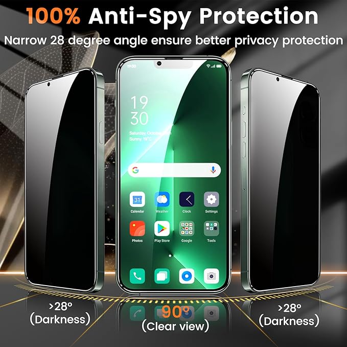3+3 Pack Privacy Screen Protector for iPhone 13 Pro Max 6.7-Inch with 3 Pack Camera Lens Protector, Anti Spy Tempered Glass Film 9H Hardness Bubble Free Case Friendly
