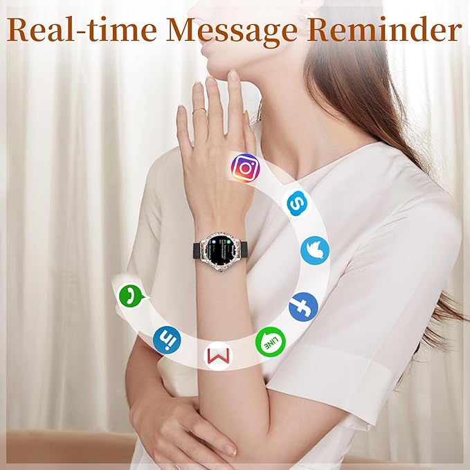 Smart Watches for Women (Answer/Make Calls), 1.3” Fitness Tracker Watch with Heart Rate/Blood Pressure/SpO2/Sleep Monitor, IP68 Waterproof Smart Watch for Android Phones and iPhone - Rose Gold Black