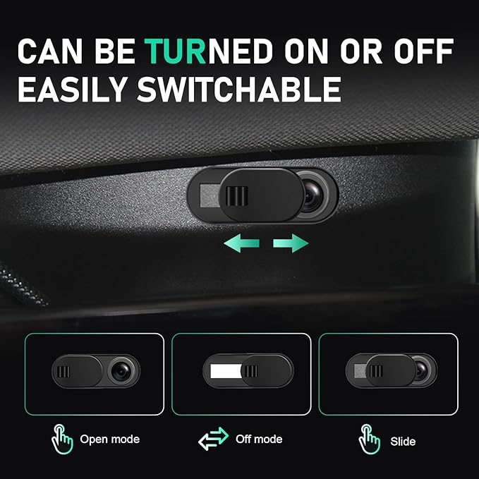 Camera Cover, Self-adhesive Sliding Webcam Cover for Protecting Privacy, Car Interior modification Accessory, Compatible with Tesla Model 3 and Model Y 2017-2023 (Black)