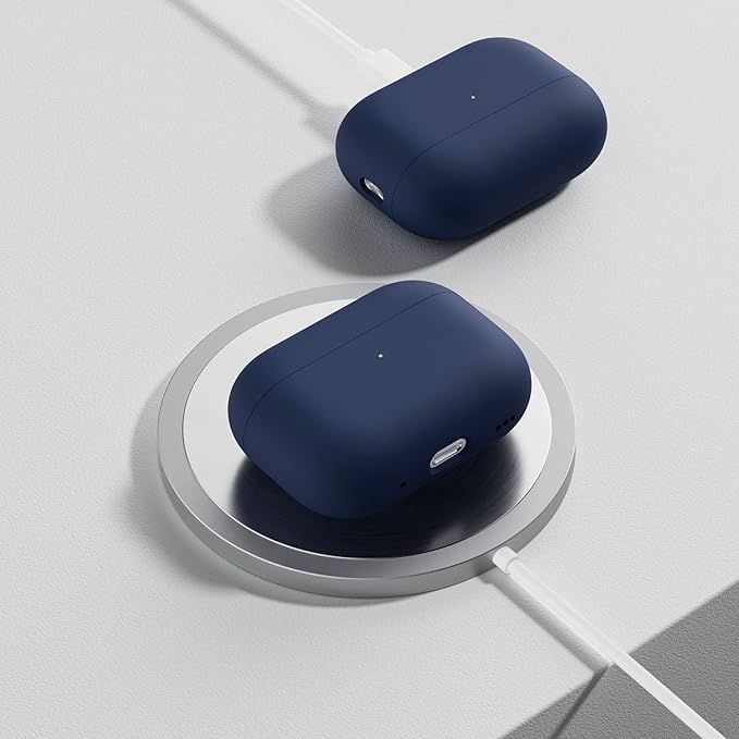 ORNARTO Compatible with AirPods Pro 2 Case 2022, Full Protective Hybrid Silicone for AirPods Pro 2nd Generation Case, Front LED Visible Skin Cover-Navy Blue