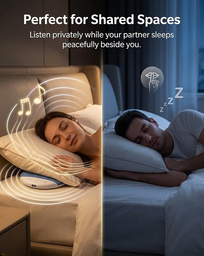 Bone Conduction Pillow Speaker, Bluetooth Under Headrest Sound Box with Timer, Ultra Thin Private Audio Machine for Sleeping, Wireless Bedside Music Aid, Portable Night Rest Gadget(3pcs#A)