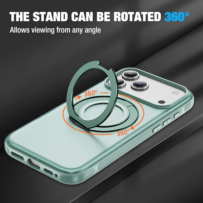for iPhone 17 Pro Case [Compatible with Magsafe] [15 FT Military Grade Drop Protection] with Screen Protector & Lens Protector,Shockproof Kickstand Phone Case for iPhone 17 Pro (Green)