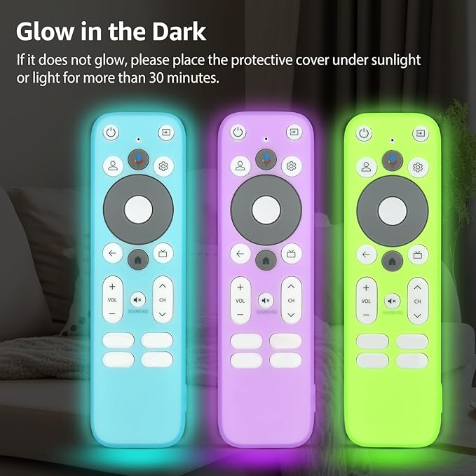 [3 Pack] Luminous Remote Cover Compatible with Onn Android TV 4K UHD Stick TV Box 100024646 100026240 Remote Controller, Lightweight Anti-Slip Skin-Friendly Silicone Skin Sleeve