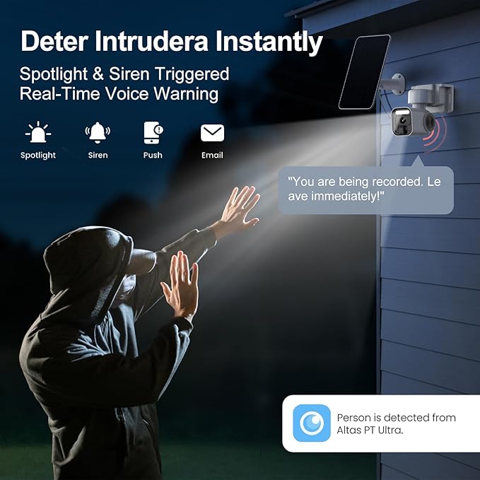 4G LTE Cellular Security Camera Solar Security Cameras Wireless Outdoor No WiFi Security Camera 24/7 Recording,2K Color Night Vision,2-Way Talk,Cloud & SD Card Storage,IP65,Built-in SIM Card