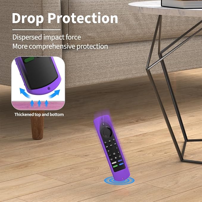 6.4 Inch Silicone Cover Compatible with Fire TV Stick 4K Max 2nd gen 2023 Remote Control,Silicone Case for Toshiba/Insignia Smart TV Remote Anti-Slip Sleeve Cover with Lanyard(Purple)