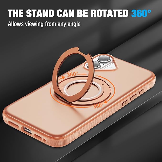 for iPhone 17 Case [Compatible with Magsafe] [15 FT Military Grade Drop Protection] with Screen Protector & Lens Protector,Shockproof Kickstand Phone Case for iPhone 17 (Orange)