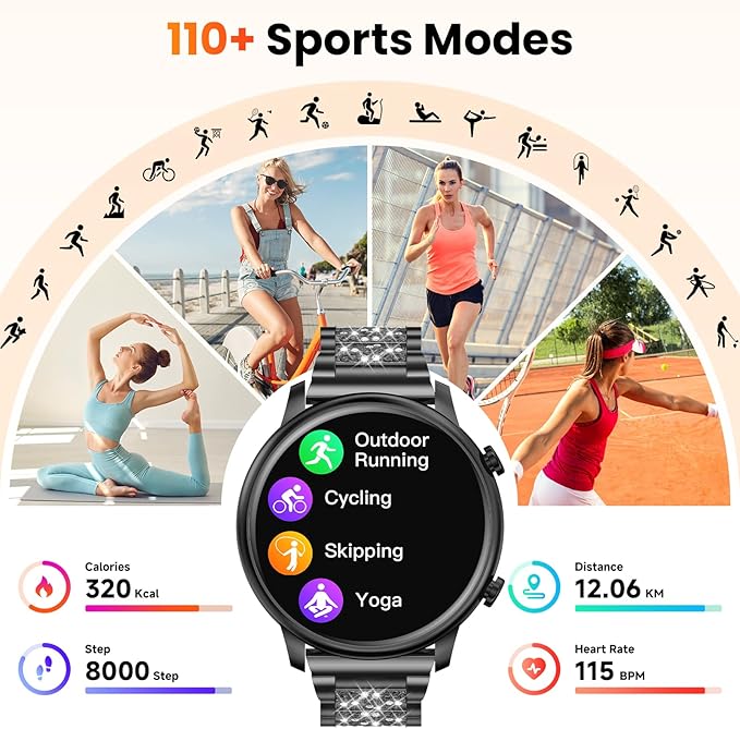 Hwagol Smart Watches for Women Android Phones iPhone Compatible(Bluetooth Call),1.39'' Round Fitness Tracker Heart Rate/SpO2/Sleep Monitor,100+Sport Modes Pedometer