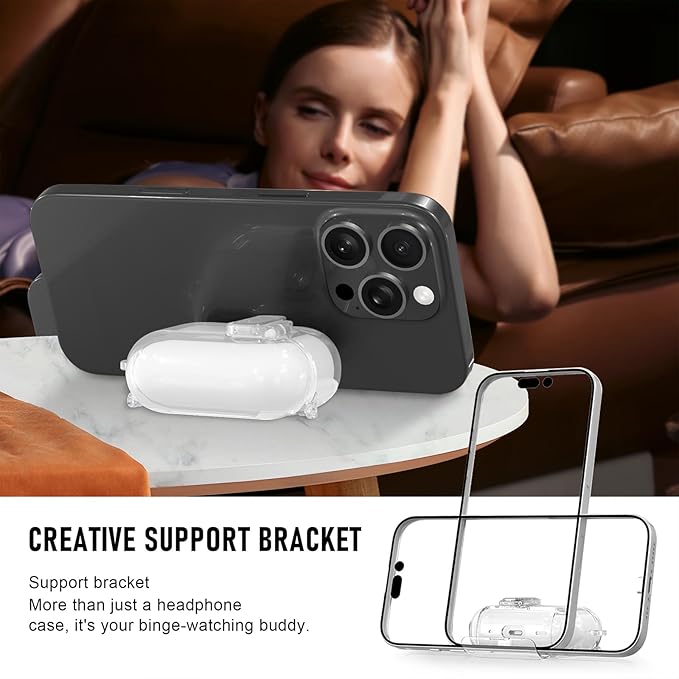 for AirPods Pro 3 Case (2025) with Cleaner Kit, Cute with Lock Clid and Cleaner Kit,[Auto Pop-Up] Soft TPU Clear Cover with Bracket & Dustproof Design for AirPods Pro Case with Keyring(2025)