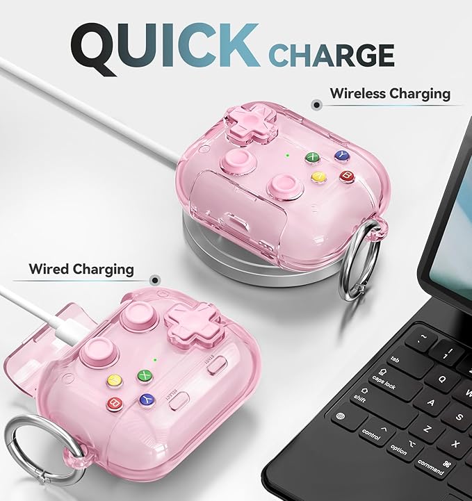 for AirPods Pro 3 Case 2025, with Pressable Button, Safety Lock & Phone Stand for Apple Air Pod Pro 3 Gen Cover, Cool Funny Gifts Case for Women Men to Relief Stress or Pass the Time,Clear Pink