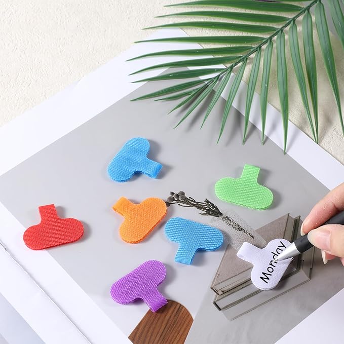 40 PCS Electronic Cable Identification Tags Multi-Color Fastening Cable Ties Write On Cord Labels Reusable Self-Adhesive Wrap-It Cables Label for Organizing Wires and Cables Management Identification