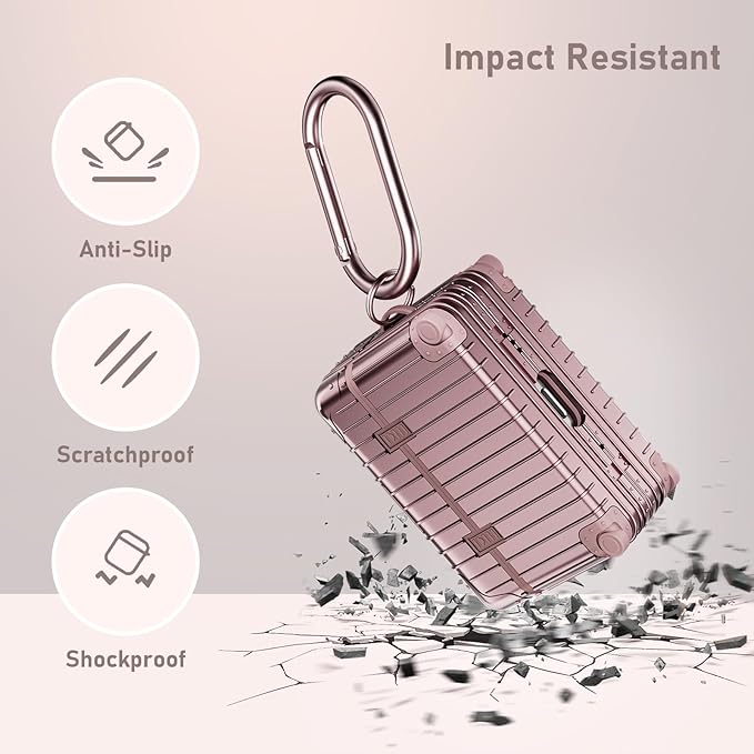KOREDA Compatible with AirPods Pro 2nd/1st Generation Case Cover, Cute Funny Suitcase Design Case for Airpods Pro 2nd/1st Gen, Fashion Protective Hard Case for Women Men with Keychain