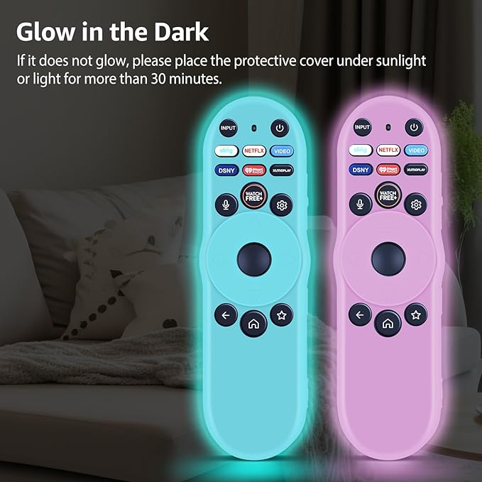 [Pack of 2] Remote Case for Smart TV Remote XRT270 Control Cover, Silicone Controller Case Cover Compatible with XRT270 Silicone Sleeve(Glow Pink+Glow Blue)