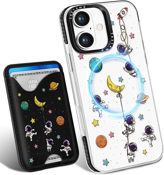 Toycamp for iPhone 16 Case - Compatible with Magsafe with Credit Card Holder Wallet Magnetic Cute Women Teen Girls Kawaii Girly Unique Man Boys Design Pretty Phone Cover for Apple 16 6.1"