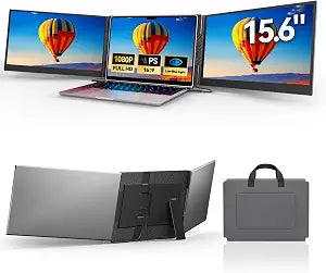 Laptop Screen Extender 15.6", IPS Plug&Play Portable Monitor for Laptop, FHD 1080P Triple Monitor Extender, Ultra-Slim Travel Extended Screen for Business Work Study